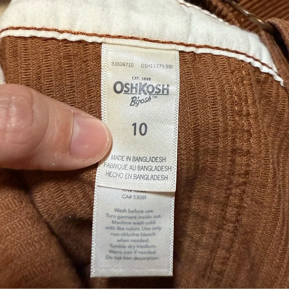 Vintage OshKosh B’gosh Vestbak Corduroy Overall Pinafore Dress Brown Ch Size 10